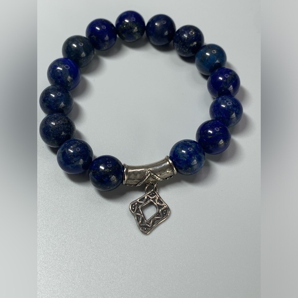Silpada Vintage Sterling Silver & Lapis Lazuli CONFECTION Stretch Bracelet - Picture 2 of 13